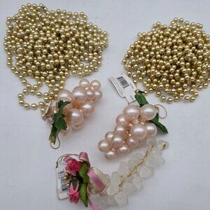 Vintage Inspired Pearl & Gold Bead Grapes Ornaments Crafting Supplies